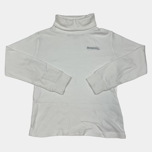 Weißes Baumwoll-Longsleeve mit Rollkragen und Logo, Größe 9-10 Jahre – front