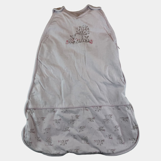 Rosa Baby-Schlafsack mit Tiermotiv und Allover-Print, seitlicher Reißverschluss – front