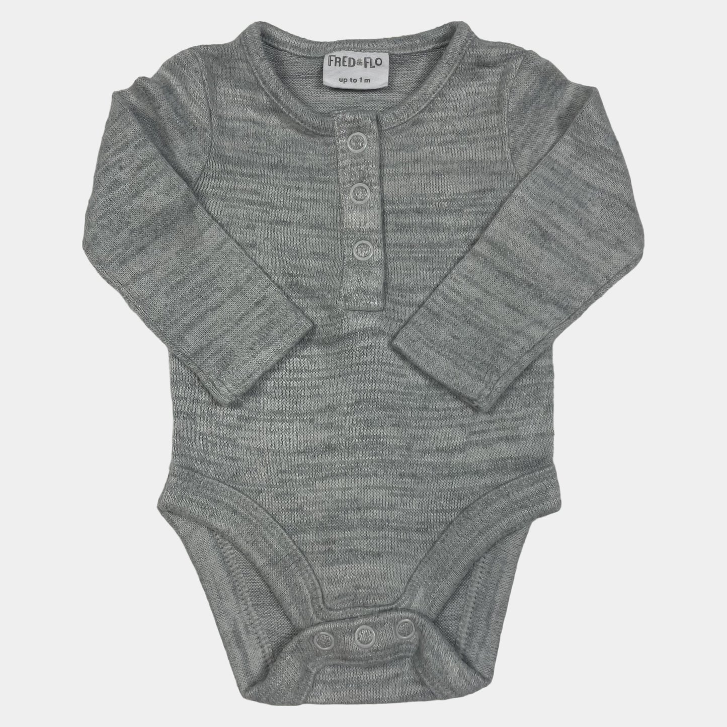 Grauer Body mit Knopfleiste für Babys bis zu 1 Monat – front