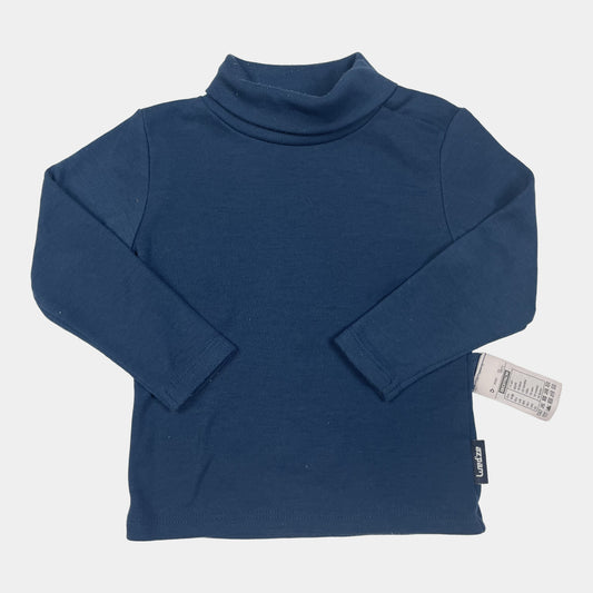 Blauer Rollkragenpullover für Kinder aus Polyester – front