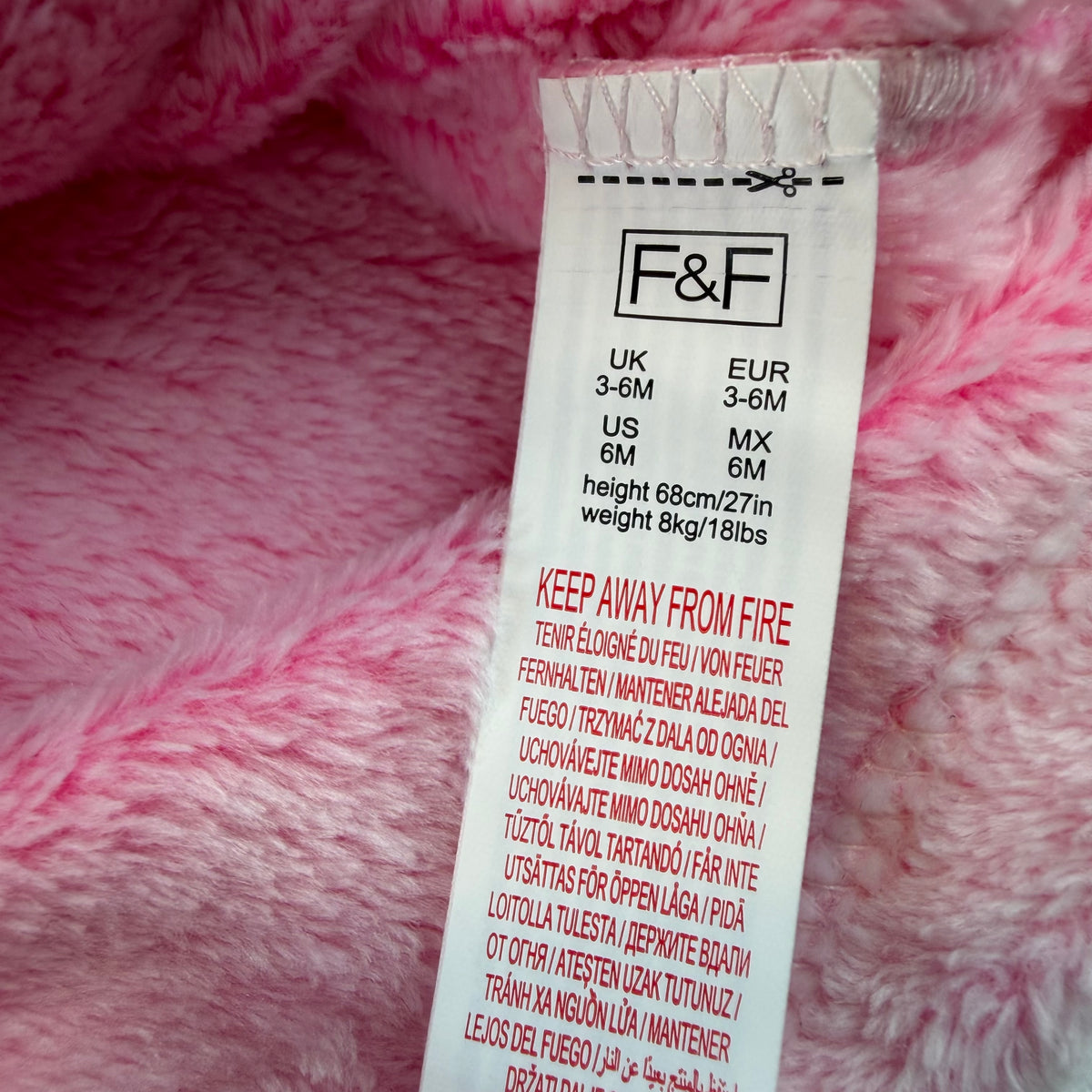 Rosa Fleecejacke mit Kapuze und Öhrchen, Reißverschluss und Taschen – label