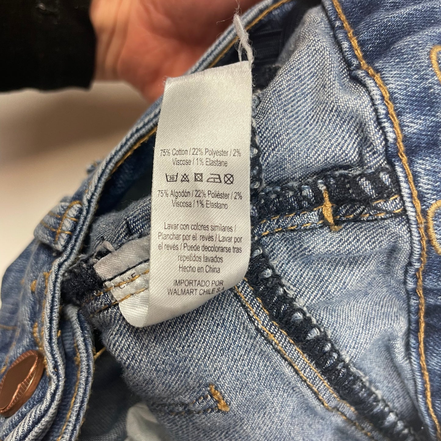 Blaue Denim-Skinny-Hose mit verstellbarem Bund