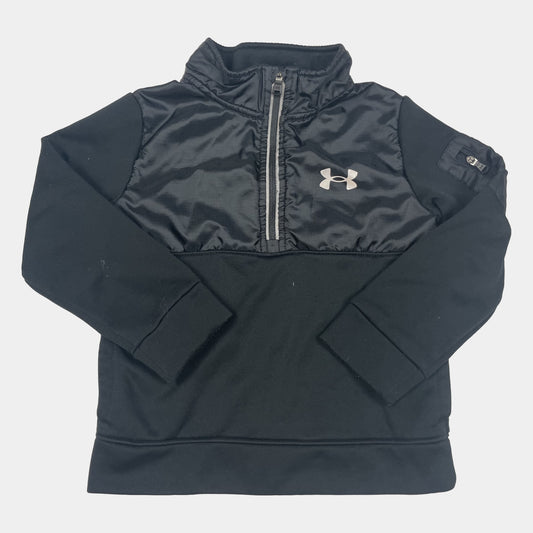 Schwarzer Poloshirt mit Reißverschluss und Logo-Detail – front