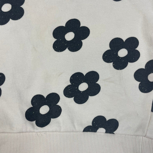 Weißer Baumwoll-Pullover mit schwarzem Blumenmuster – detail