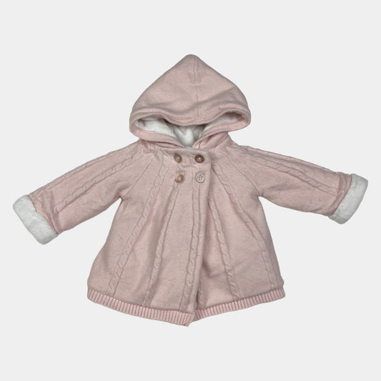 Rosa Jacke mit Kapuze und Knopfverschluss für Babys – front