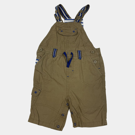 Khaki Baumwoll-Overall mit blauen Streifen für Babys