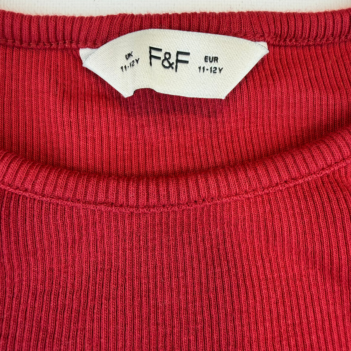 Rotes Ripp-Langarmshirt für Kinder mit Stickerei „Rodeo Girls“ und Stern – label
