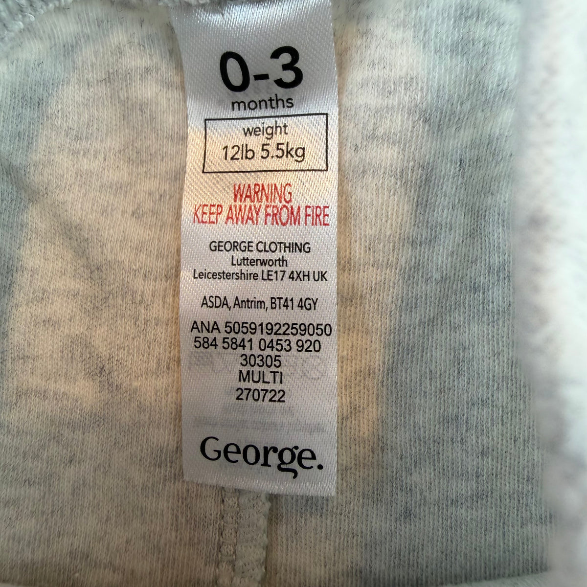 Grau melierte Baby-Jogginghose mit elastischem Bund und Bündchen von George – label