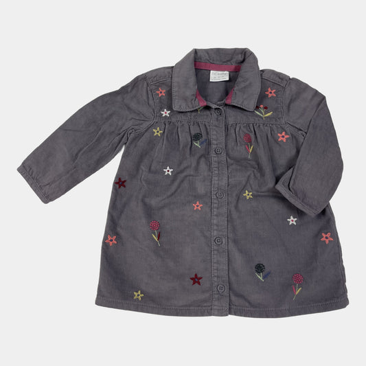 Graue Baumwoll-Bluse mit bunten Stickereien für Babys – front