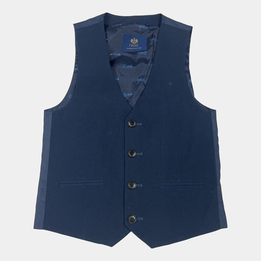 Dunkelblaue Kinderweste von Next mit vier Knöpfen – front