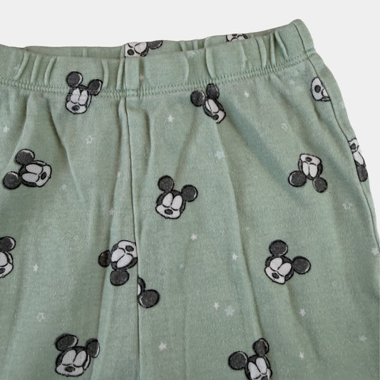 Grüne Babyhose mit Mickey-Mouse-Kopf-Print und elastischem Bund – detail