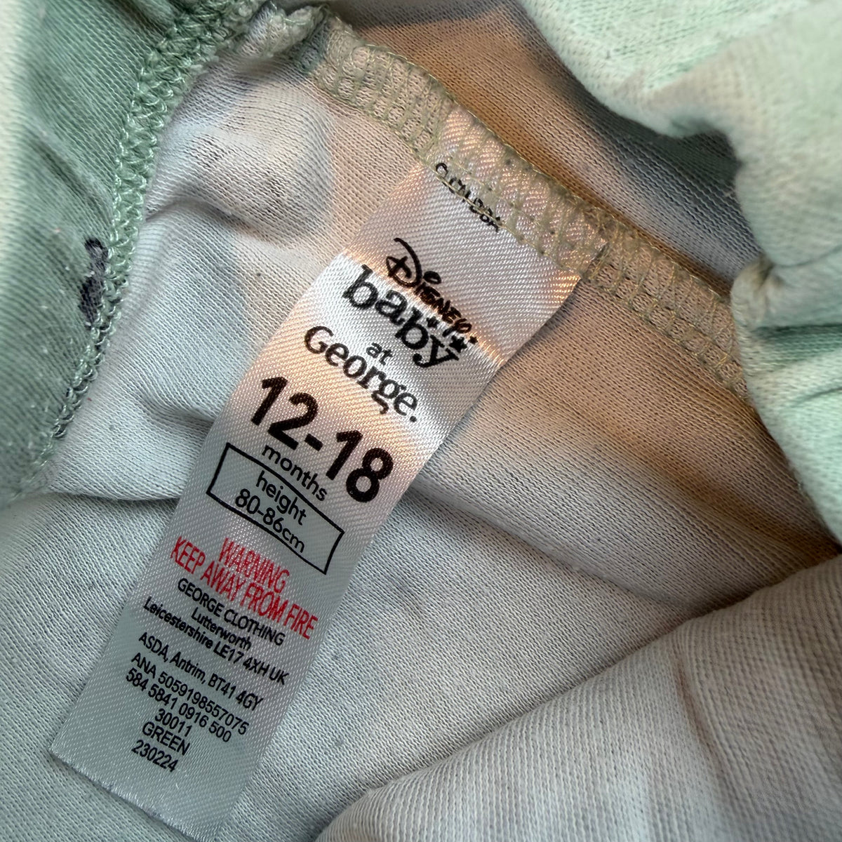 Grüne Babyhose mit Mickey-Mouse-Kopf-Print und elastischem Bund – label