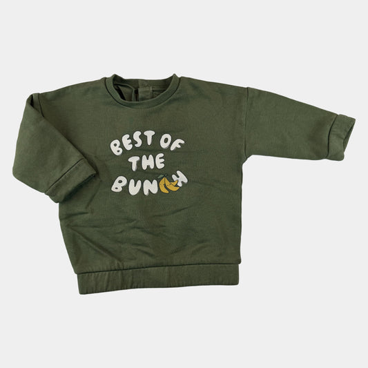 Khakifarbenes Baby-Sweatshirt mit Schriftzug „Best of the Bunch“ und Bananenmotiv – front