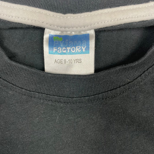 Schwarzes Langarmshirt mit 'Gaming Mode Activated' Aufdruck in Weiß für Kinder, Größe 9–10 Jahre.