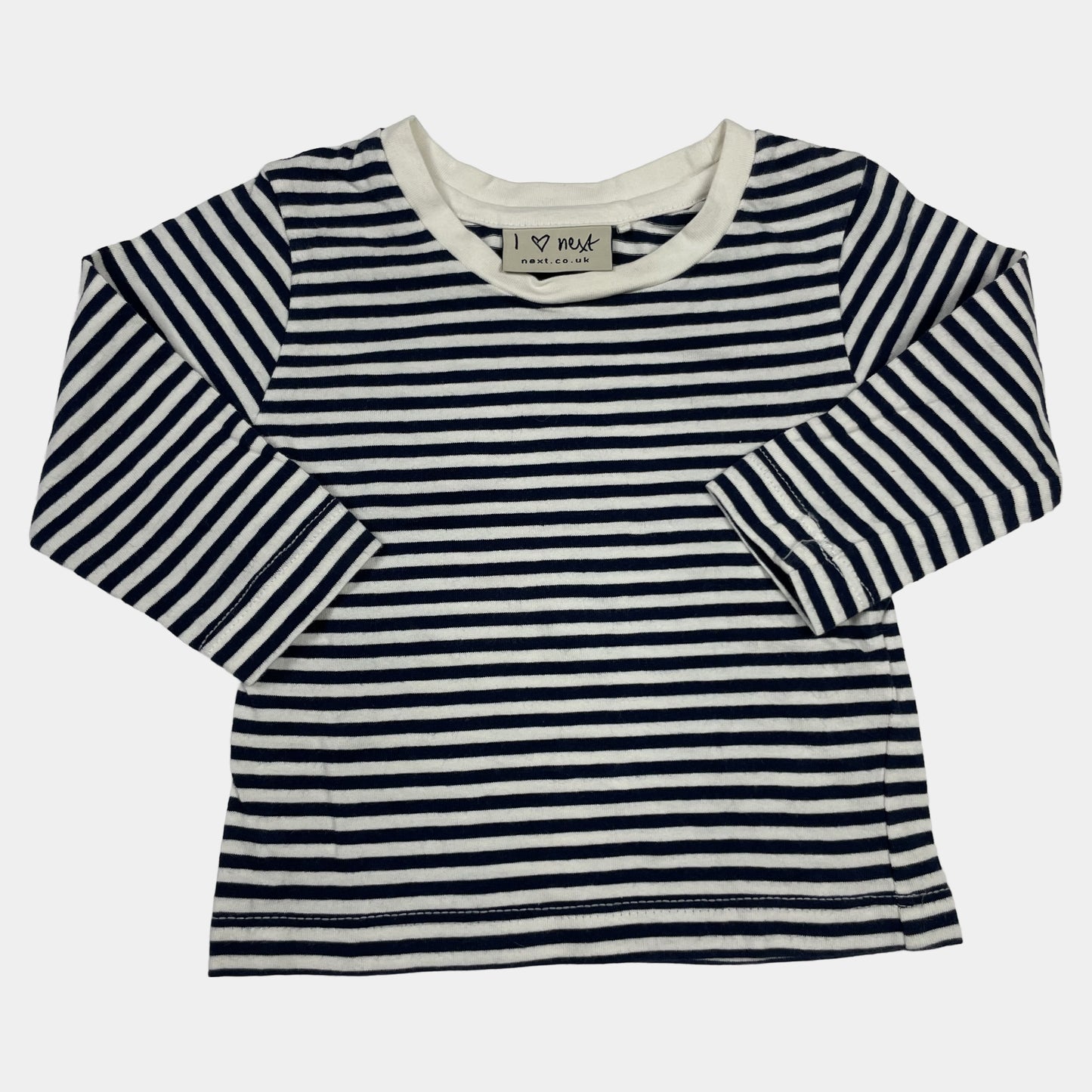 Blau-weißes Viscose Langarmshirt mit Streifenmuster