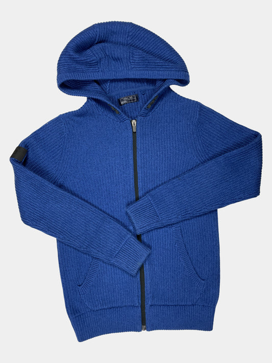 Blaue Strickjacke mit Kapuze für 12 Jahre (ca. 152 cm) – front