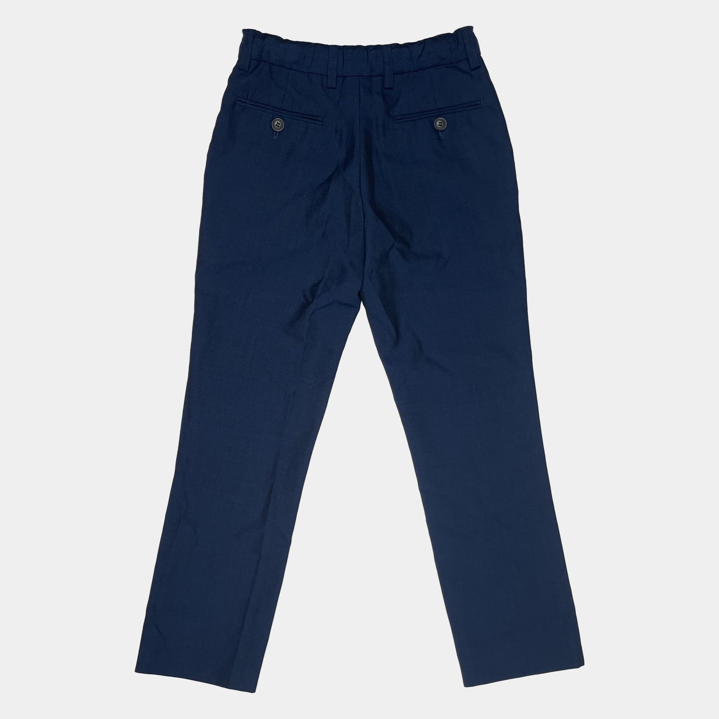 Blaue Hose aus Polyester-Woll-Mischung mit geradem Schnitt und Grtelschlaufen. – back