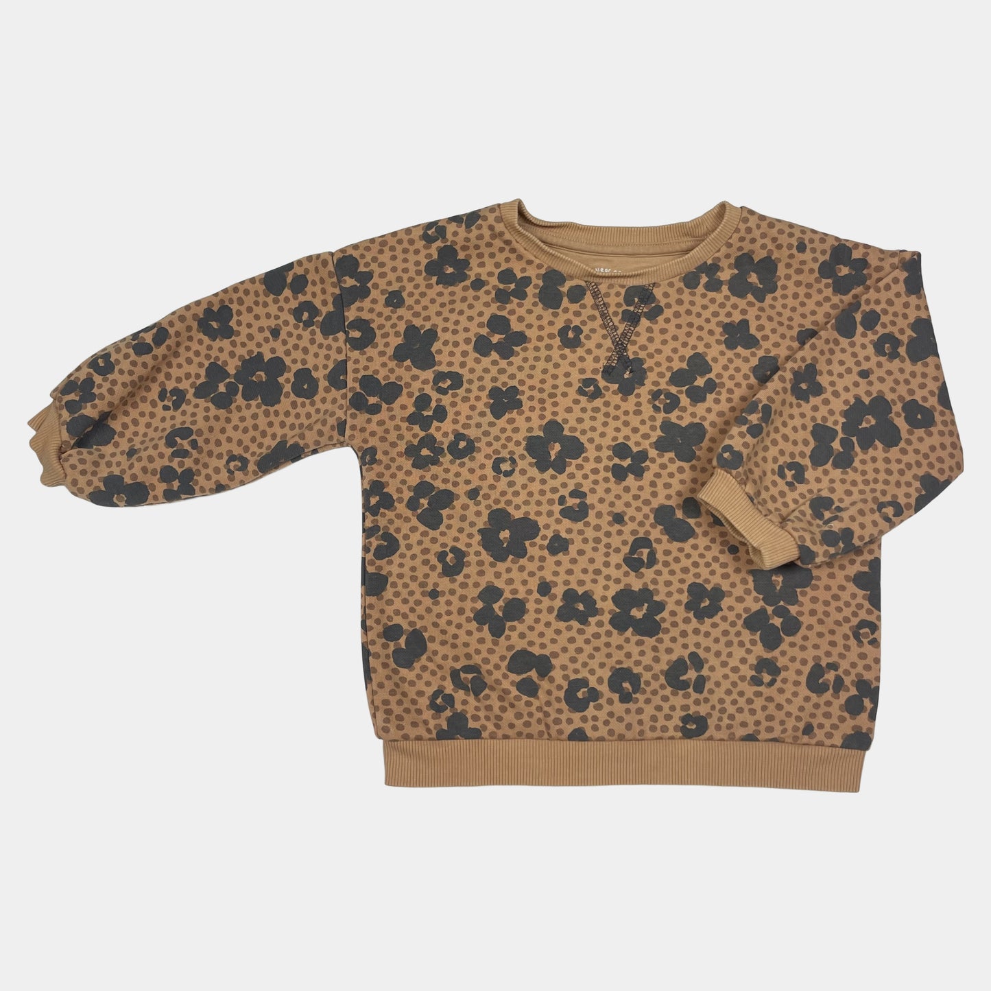 Brauner Pullover mit schwarzem Blumenmuster für Babys – front