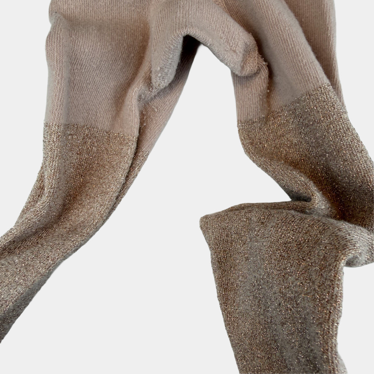 Beige Glitzer-Strumpfhose für Kinder mit baker-Schriftzug am Fuß – fabric