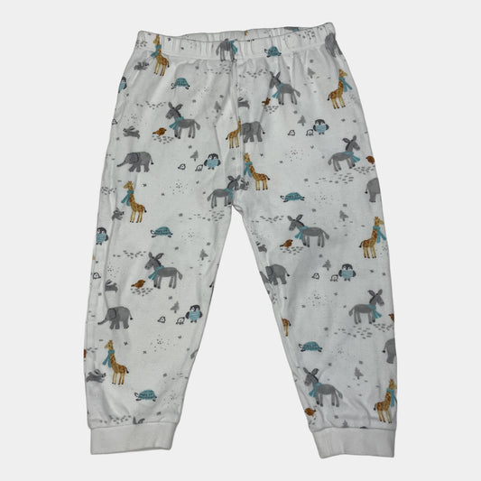 Weiße Hose aus Baumwolle mit Tiermotiven für Kinder, Größe 2-3 Jahre – front