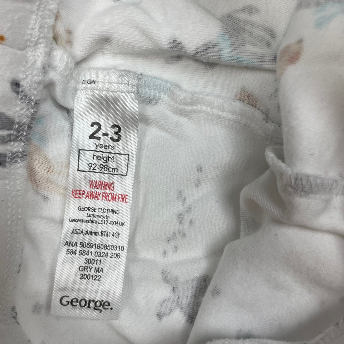 Weiße Hose aus Baumwolle mit Tiermotiven für Kinder, Größe 2-3 Jahre – label