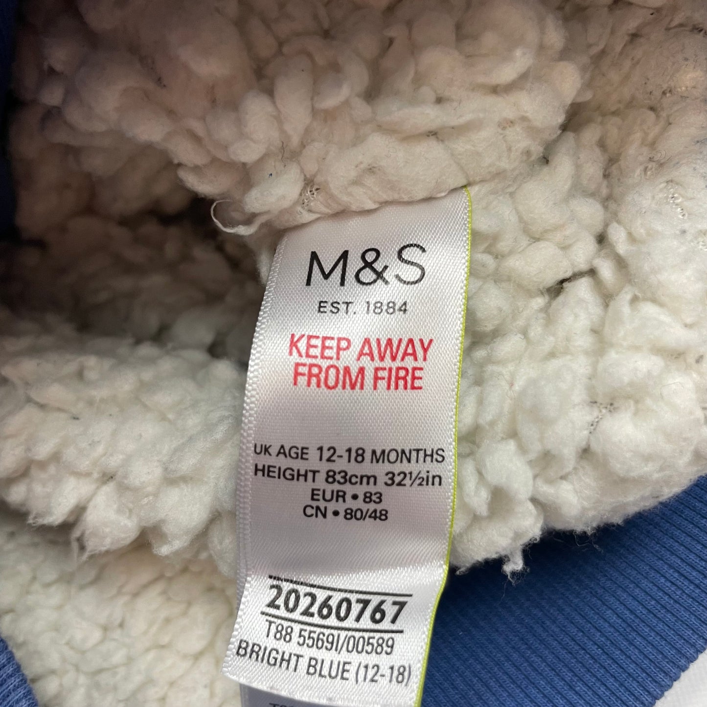 Blaues Kapuzen-Sweatshirt mit Reißverschluss für Babys, 12-18 Monate – label