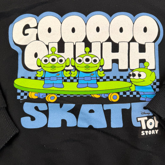 Schwarzes Kinder-Sweatshirt mit Toy-Story-Aliens-Print und Rippbündchen – detail