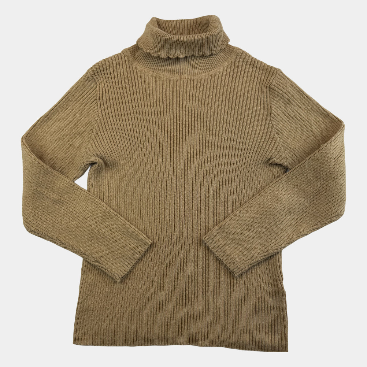Beiger Rippstrick-Rollkragenpullover für Kinder von Nutmeg – front