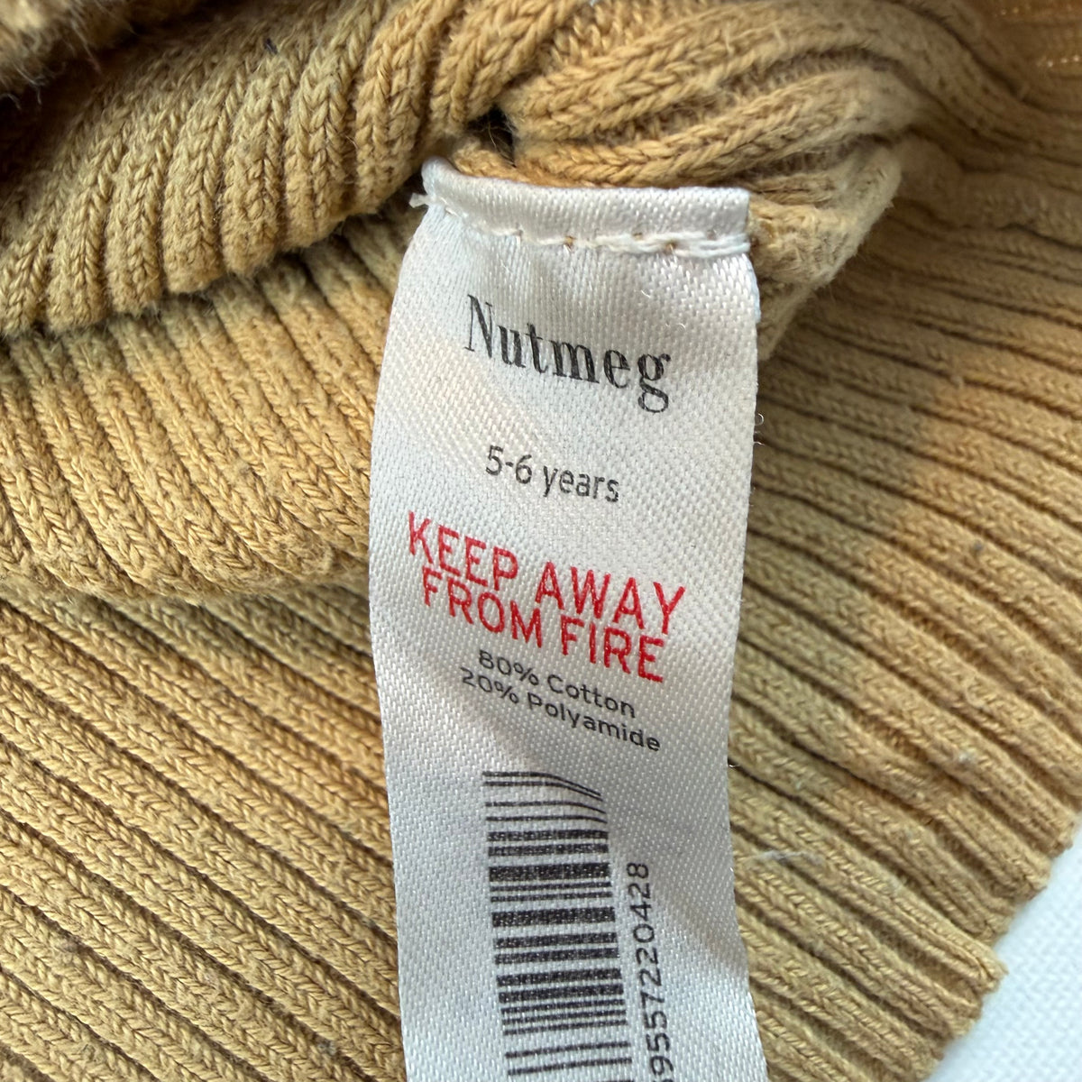 Beiger Rippstrick-Rollkragenpullover für Kinder von Nutmeg – label