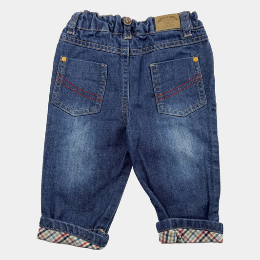 Blaue Baby-Jeans aus Denim mit Umschlag und kariertem Innenstoff – pocket