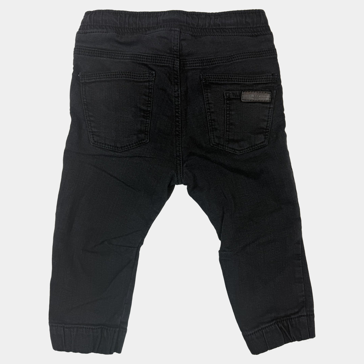 Schwarze Zara BabyBoy Jeans mit Kordelzug und Bündchen in Größe 86 – back