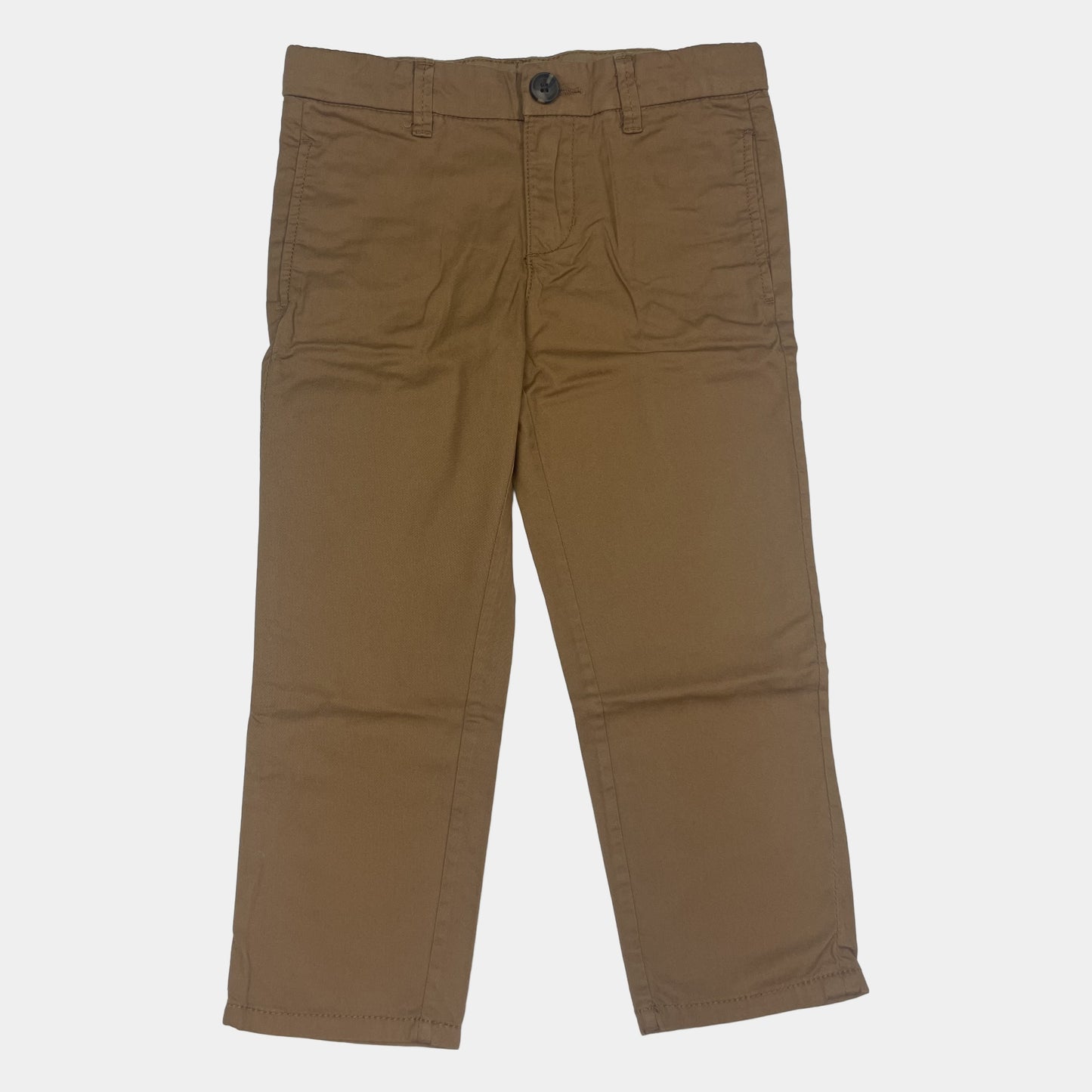 Braune Baumwollhose mit geraden Beinen und Gürtelschlaufen – front