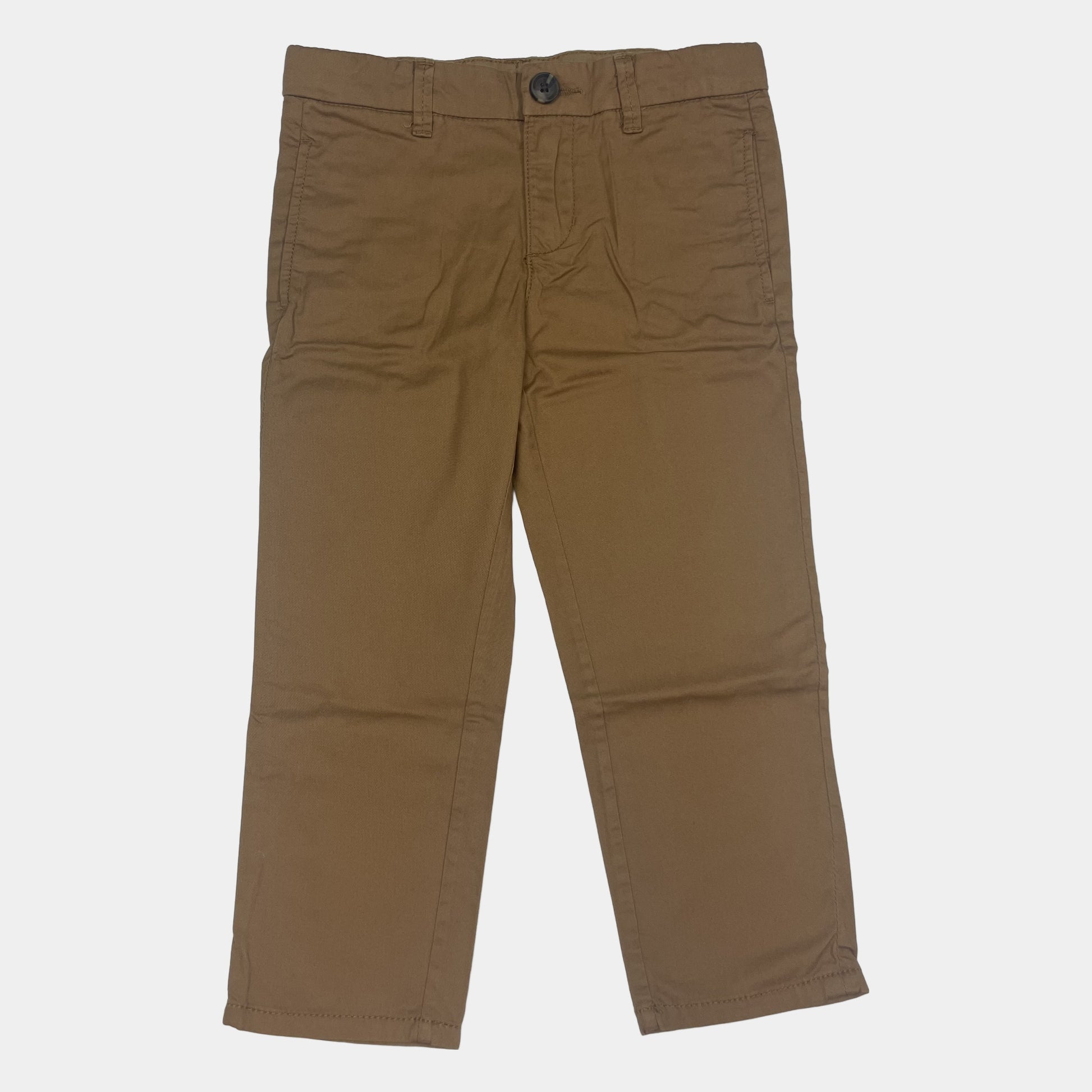 Braune Baumwollhose mit geraden Beinen und Gürtelschlaufen – front