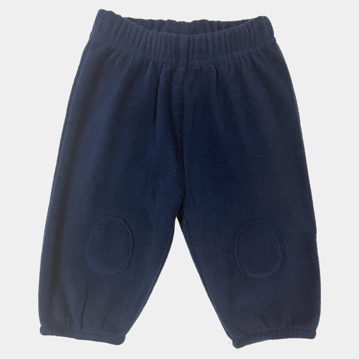 Dunkelblaue Fleecehose für Babys mit Gummibund und Kniepatches – front