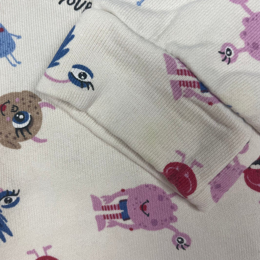 Beiger Baumwoll-Pullover mit buntem Tiermuster für Kinder – sleeve