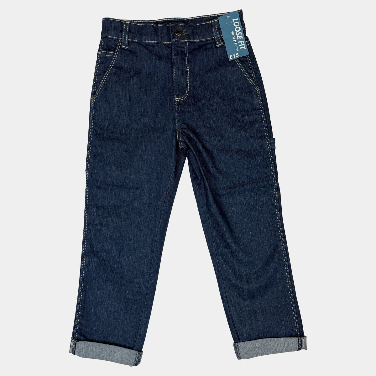 Blaue Next Kinderjeans im Loose-Fit mit Cargotasche, Größe 116 – front