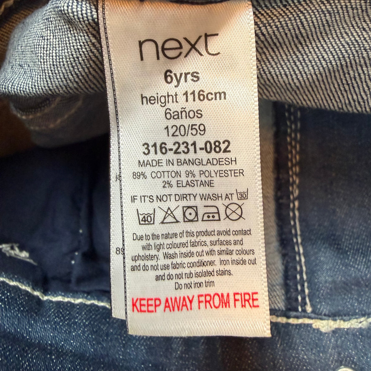 Blaue Next Kinderjeans im Loose-Fit mit Cargotasche, Größe 116 – label