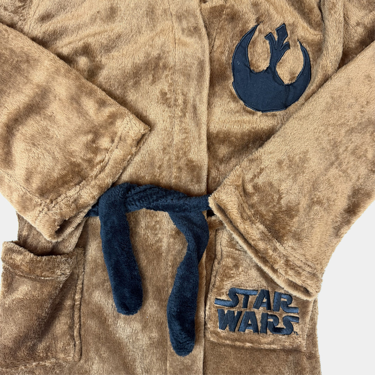 Brauner Frottee-Bademantel mit Kapuze und Star-Wars-Motiv für Kinder – detail