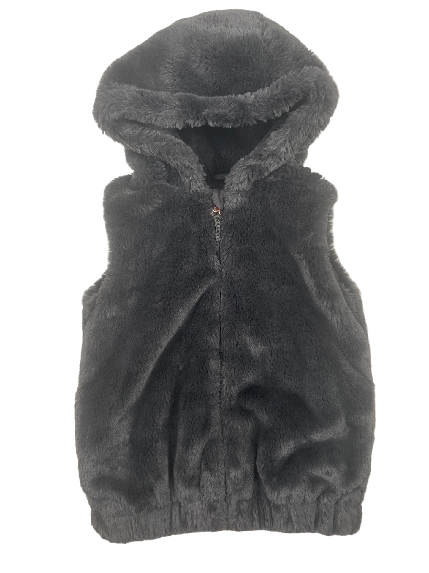 Graue Kunstfell-Kapuzenweste von Nutmeg, Größe 8-9 Jahre – front