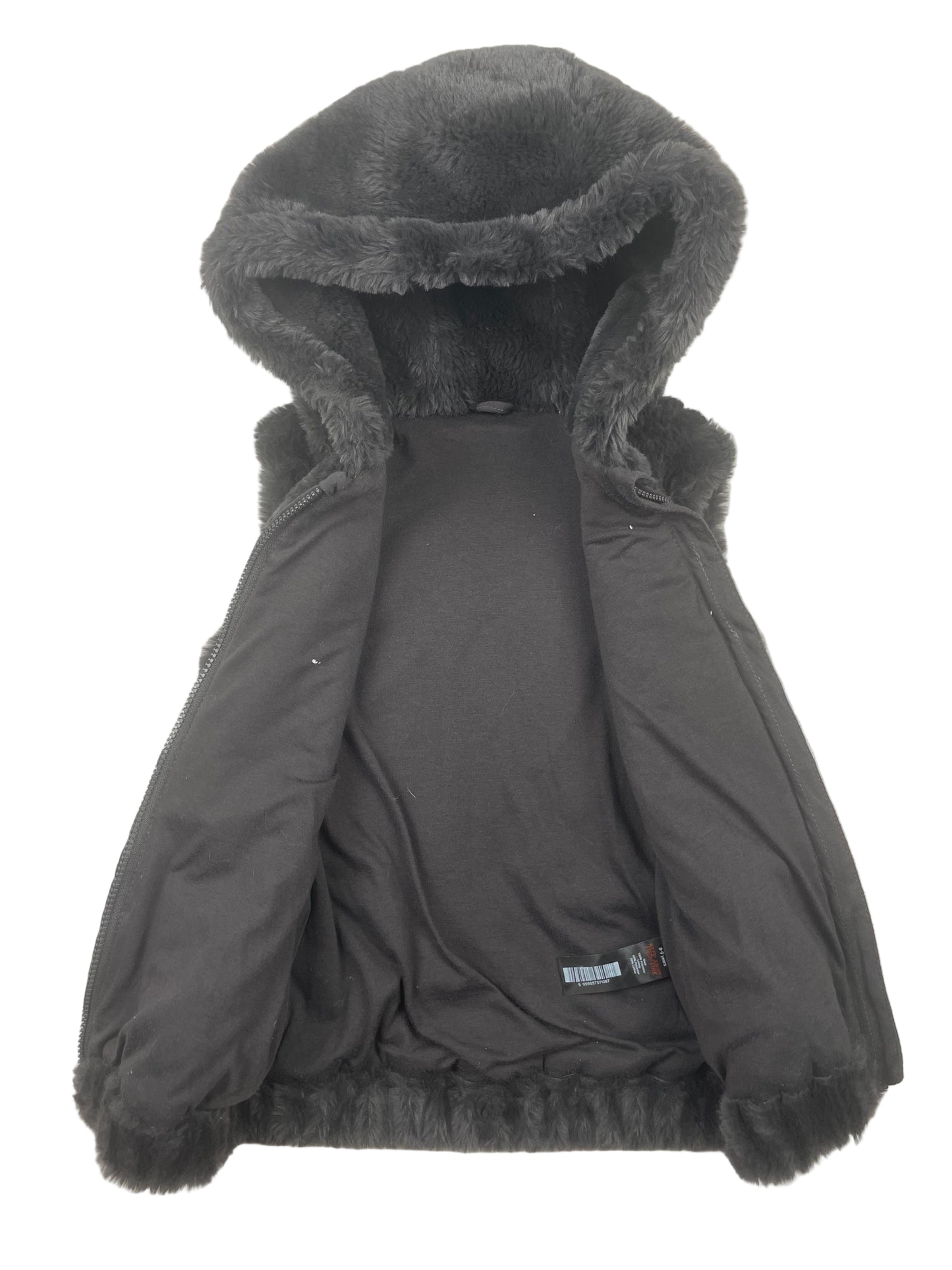 Graue Kunstfell-Kapuzenweste von Nutmeg, Größe 8-9 Jahre – inside