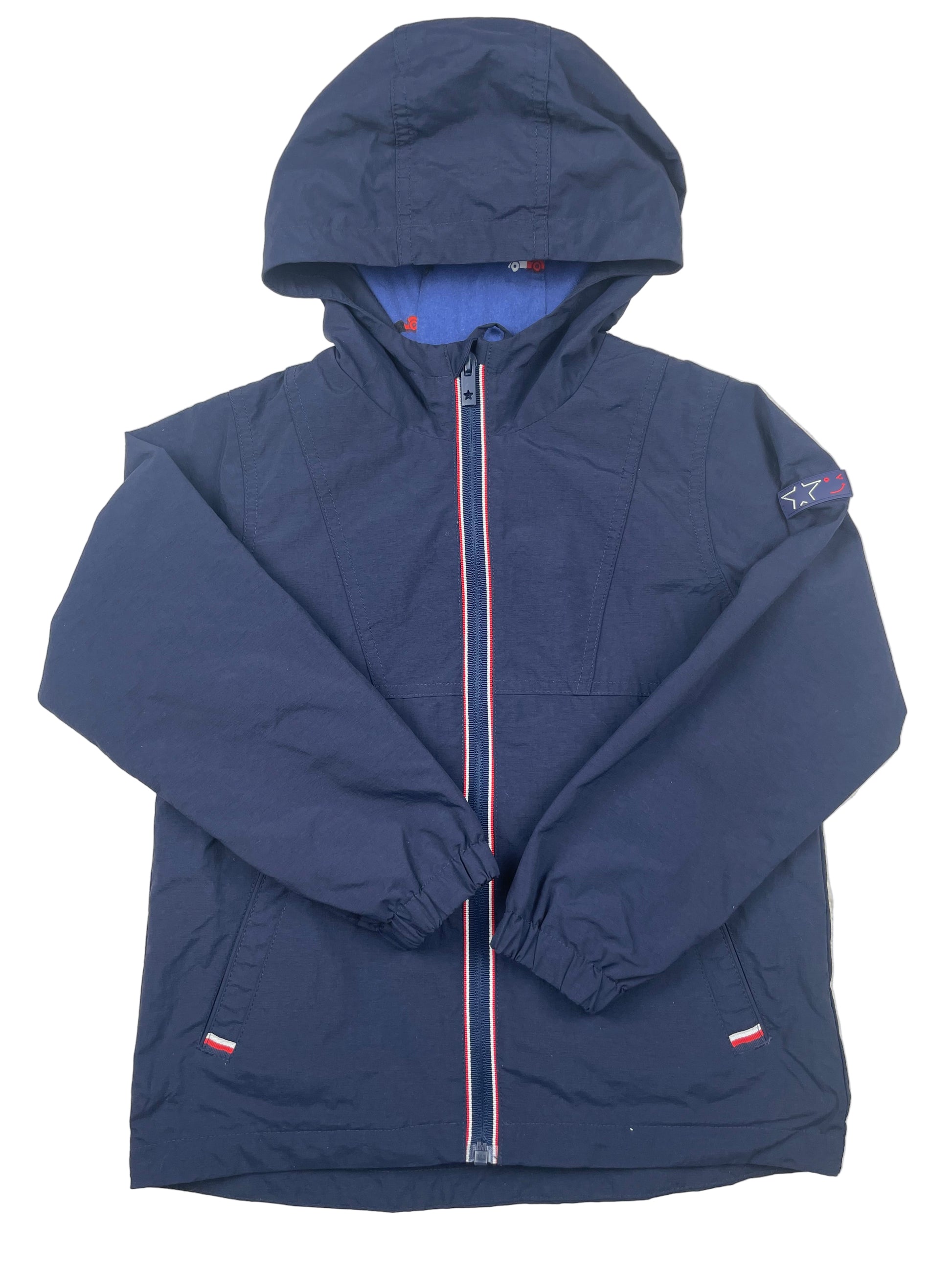 Dunkelblaue Next Kinder-Kapuzenjacke mit Kapuze und Reißverschluss, Größe 116. – front