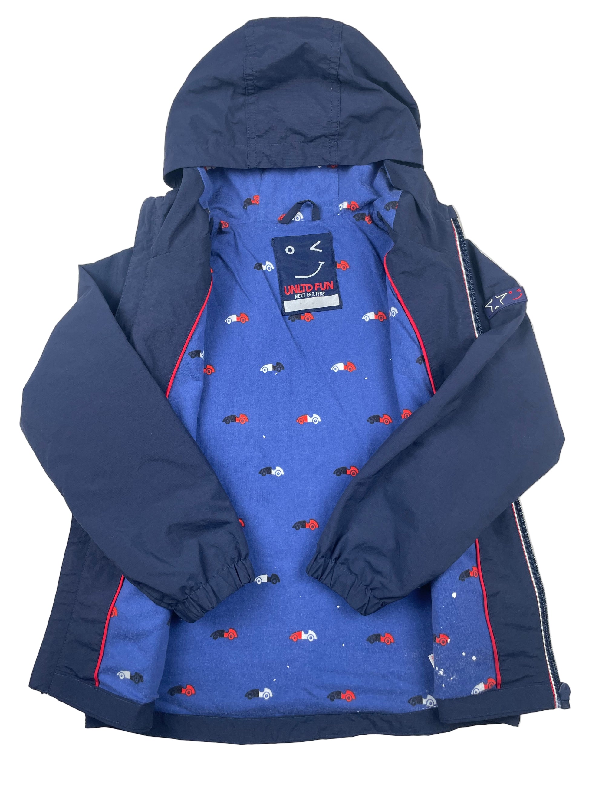 Dunkelblaue Next Kinder-Kapuzenjacke mit Kapuze und Reißverschluss, Größe 116. – inside