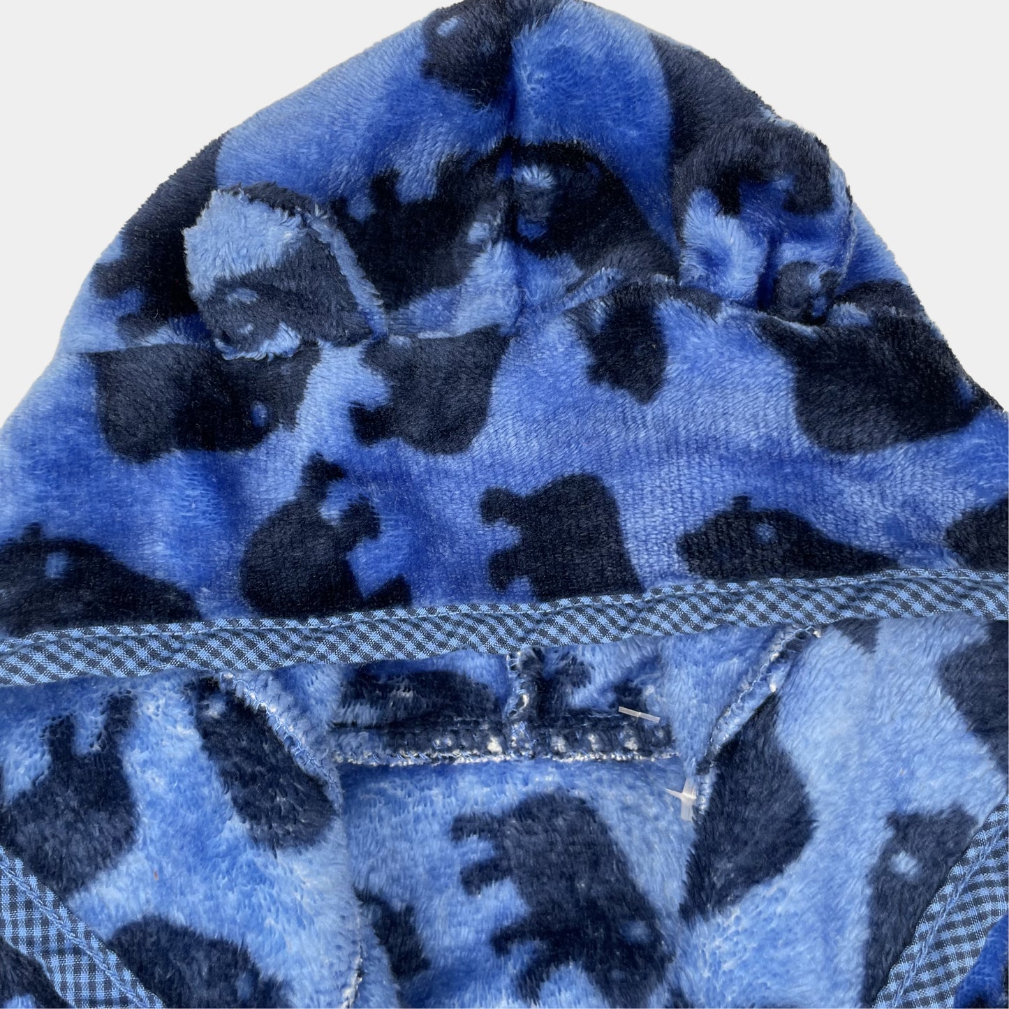 Blauer Fleece-Bademantel mit Bärenmuster und Kapuze, Größe 12–18 Monate – fabric