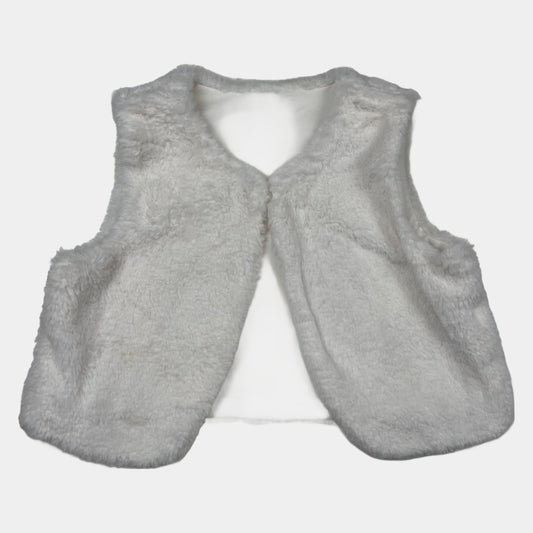 Weiße Flanellweste mit flauschiger Textur für Kinder – front