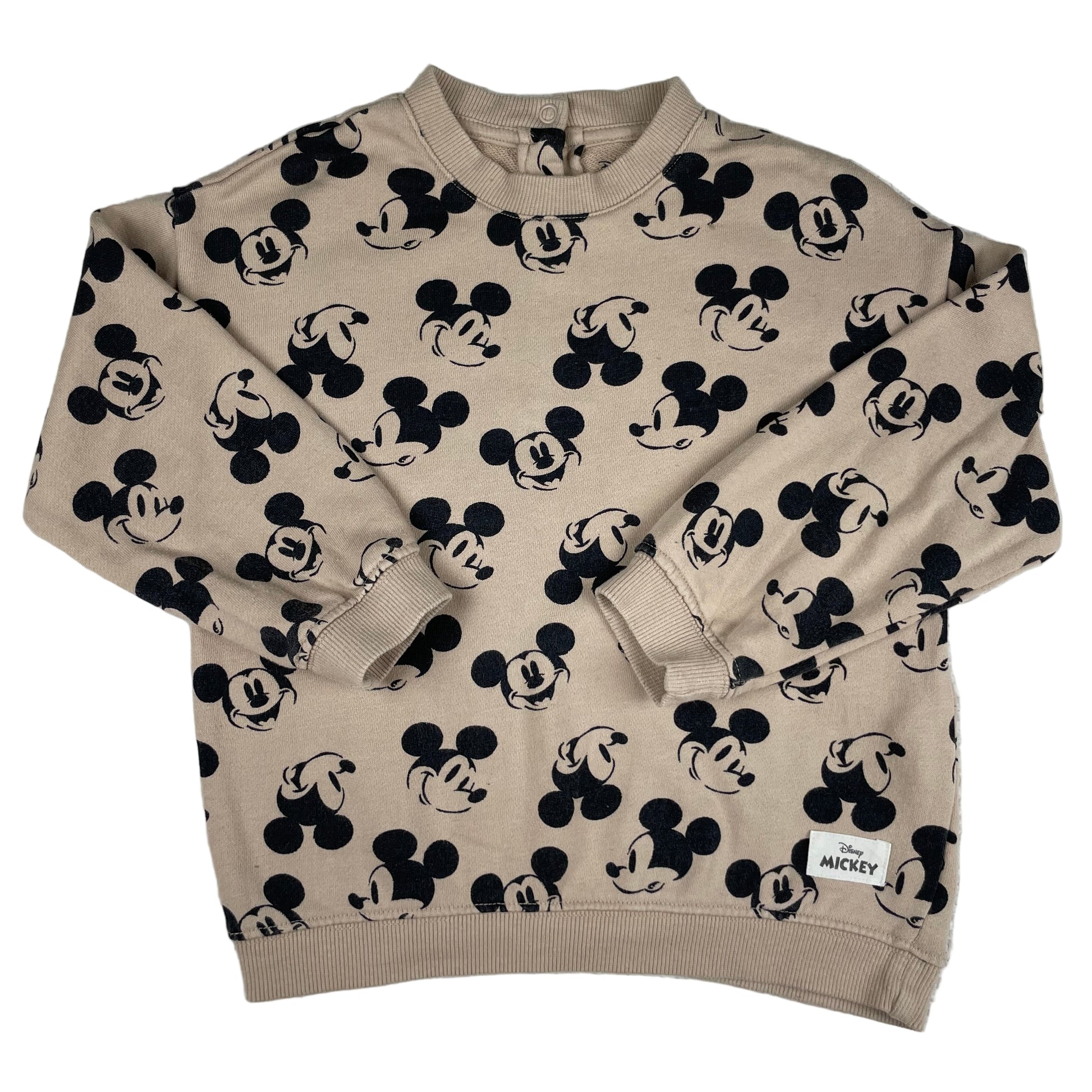 Beiges Disney Baby Sweatshirt mit Mickey-Maus-Muster, Größe 36M – front