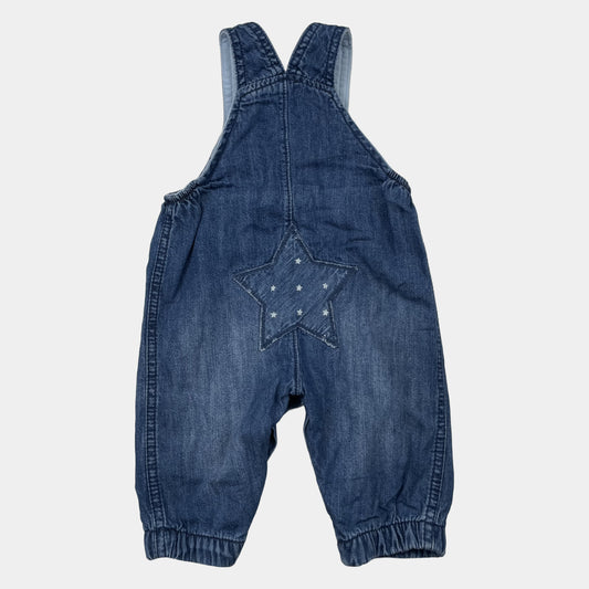 Blaue Denim-Latzhose mit Affenmotiv für Babys bis 3 Monate – back