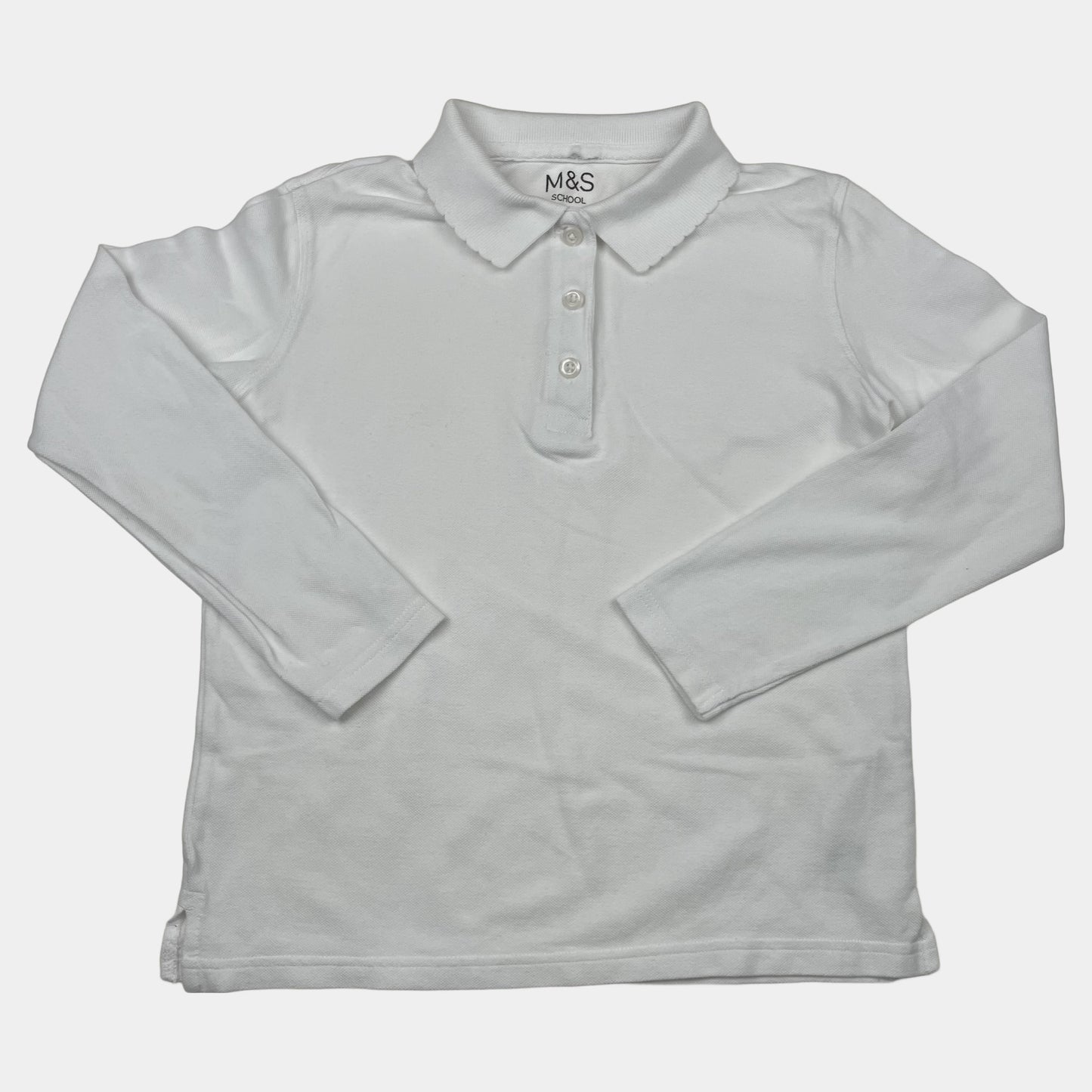Weißes Langarm-Polohemd aus Baumwolle für Kinder – front