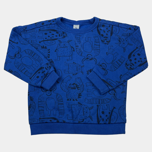 Blaues Sweatshirt mit Monster-Print – front