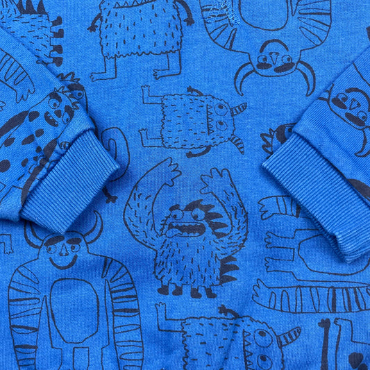 Blaues Sweatshirt mit Monster-Print – detail