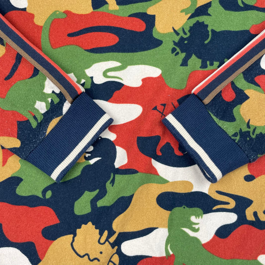 Mehrfarbiger Polyester-Pullover mit Dinosauriermuster und Streifen – detail